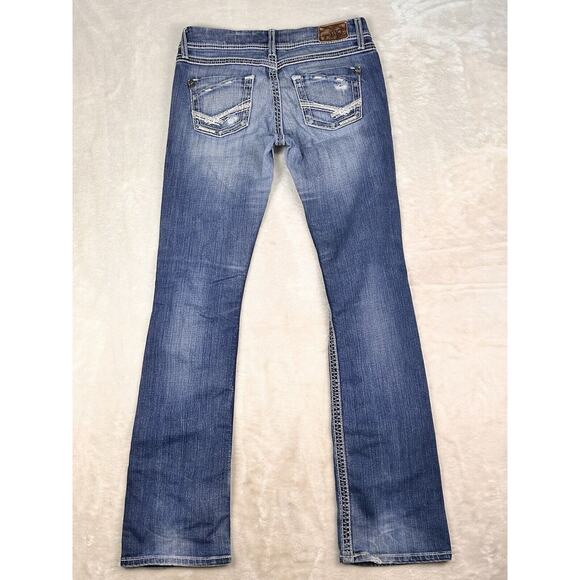 BKE Payton Jeans Y2K Blue 28L Thick Stitch Boot 28 X 33.5 Cotton Blend EUC - Picture 2 of 8
